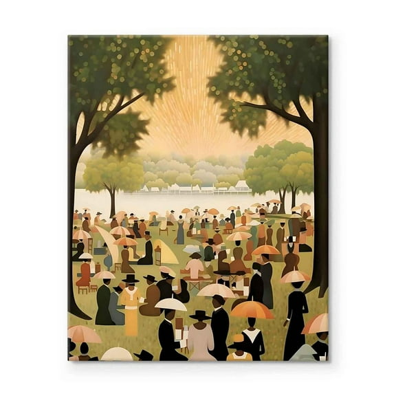 Juneteenth Celebration Canvas Art: African American Family Gathering in Sunny Park - Premium UV Ink Fade-Resistant, Ready-to-Hang - Living Room/Classroom Tribute to Black Heritage & Freedom