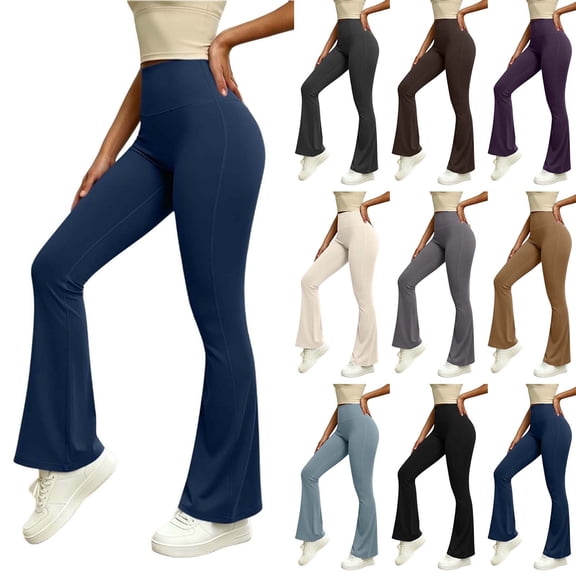Lutiedan Flare Leggings for Women Soft High Waisted Yoga Bootcut Leggings Casual Stretch Athletic Gym Bell Bottom S-3XL