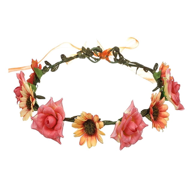 Diadema Baoblaze Rosa flor Guirnalda Festival naranja