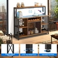 thumbnail image 4 of DEXTRUS Industrial Wine Bar Cabinet with Adjustable LED, 55" Coffee Bar Cabinet, Rustic Brown, 4 of 6
