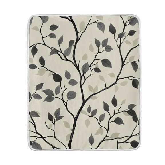 Yayeee Throw Blanket for Couch Soft Warm 50" x 60" Sofa Chair Bed Decoration, Leaves Pattern