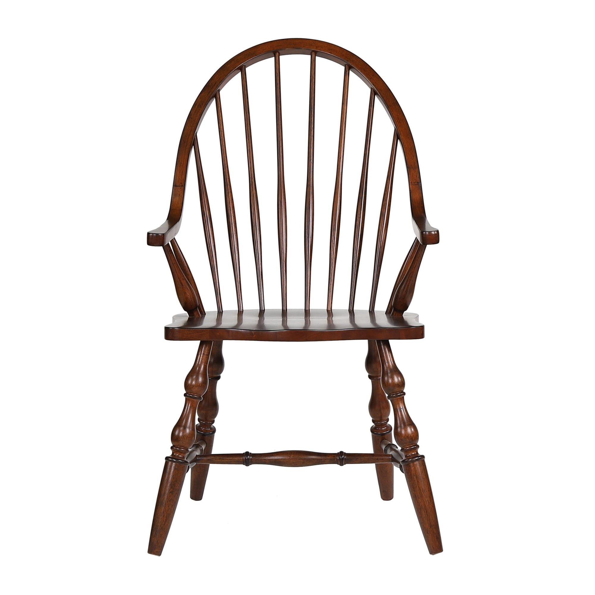 Sunset Trading Andrews 18" Windsor Wood Dining Chair with Arms in Chestnut Brown
