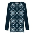 thumbnail image 4 of Pompotops Femmes Décontracté Vent Tribal Imprimé Manches Longues Col Rond Chandail Blouse T-shirt Hauts, 4 of 5