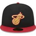 thumbnail image 2 of Men's New Era Black/Red Miami Heat Gameday Gold Pop Stars 59FIFTY Fitted Hat, 2 of 6