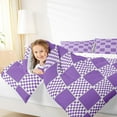 thumbnail image 4 of jejeloiu Modern Geometric Geometric Queen Comforter Set,Minimalist Buffalo Checkered Bedding Sets,Purple White Grid Bedding Comforter Set For Teens,Luxury Bedroom Decor Reversible,3pcs, 4 of 8