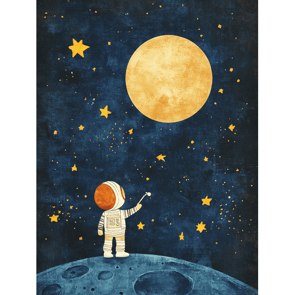 Astronaut and Moon Canvas Wall Art Perfect for Living Room Bedroom Nursery Office and Hallway Decoration.