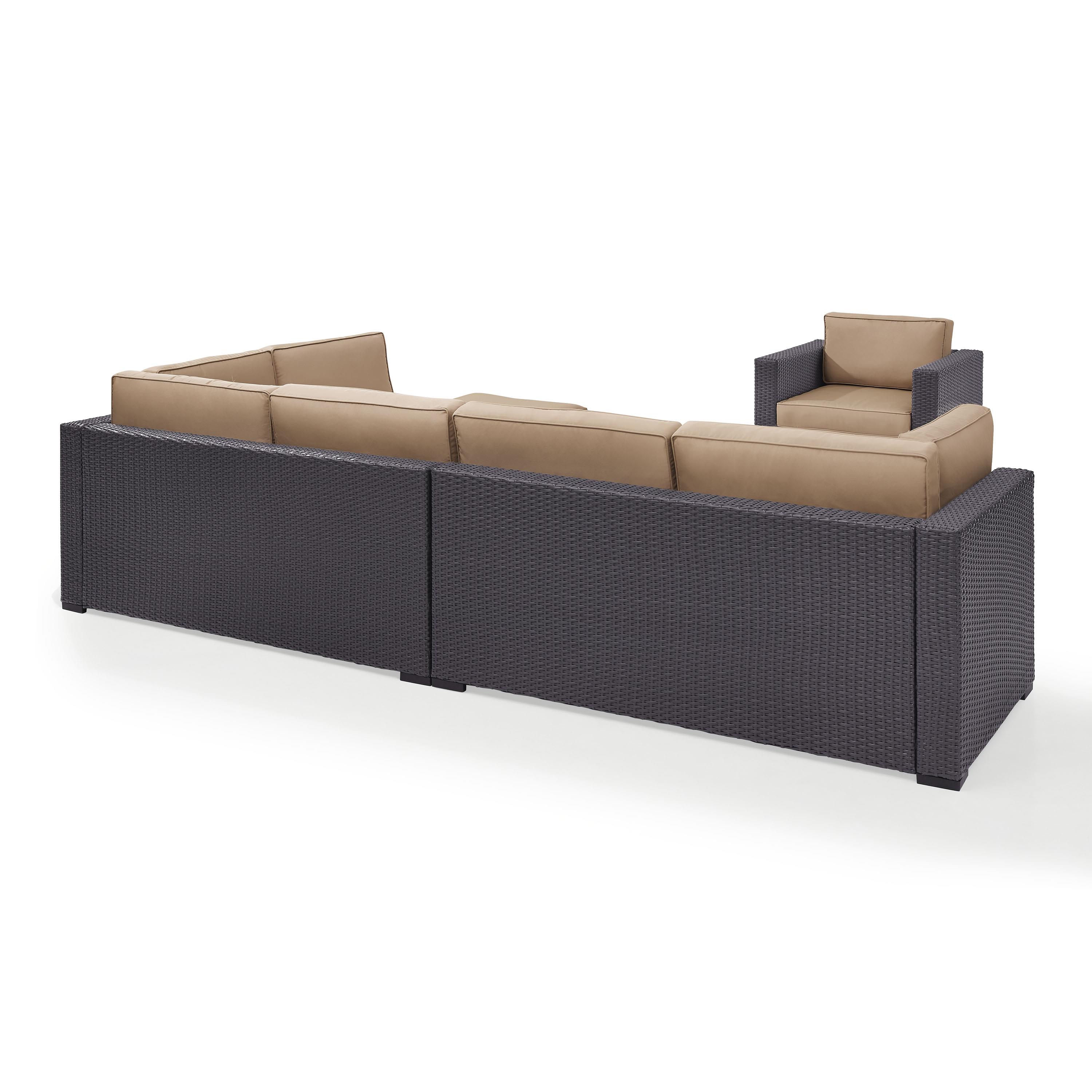 Biscayne 7 Person Outdoor Wicker Seating Set In Mocha - Two Loveseats, One Armless Chair, One Arm Chair, Coffee Table, Ottoman - image 3 of 4
