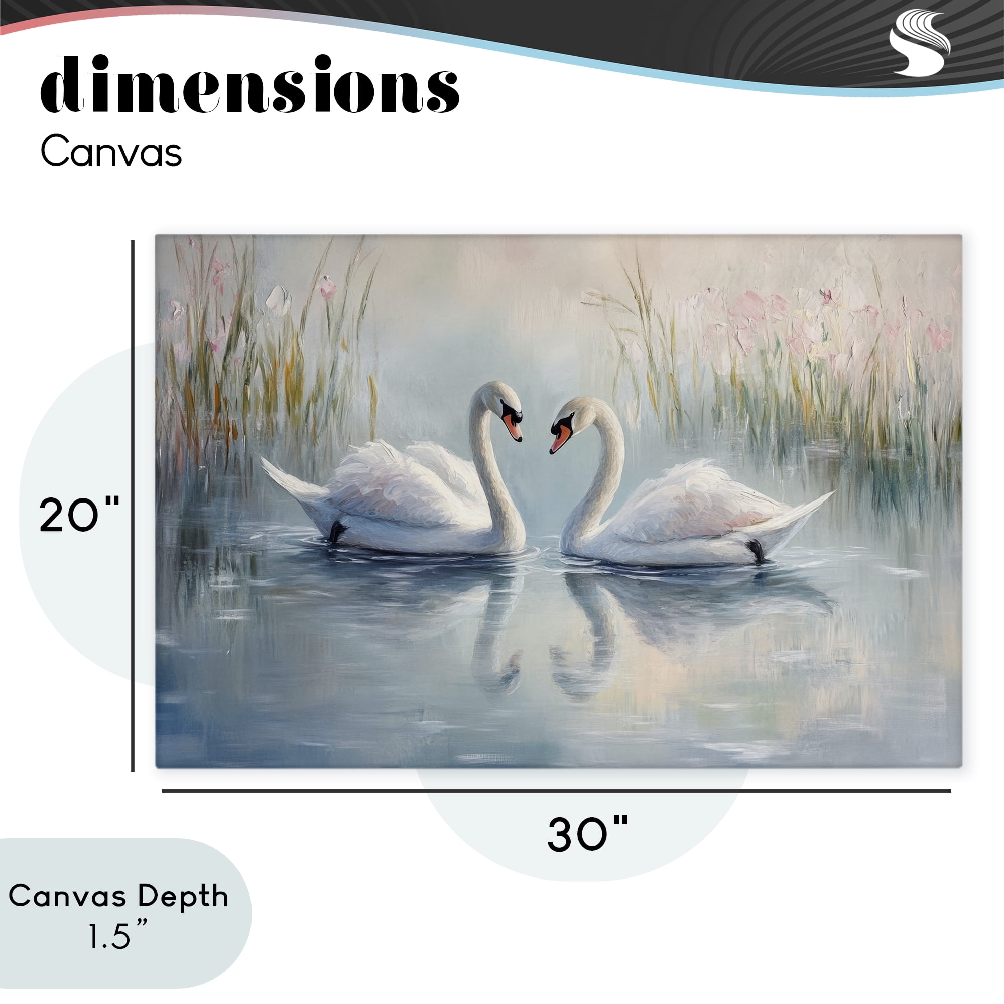 Stupell Industries Simple Swan Reflections Canvas Wall Art, design by Petal Prints Design