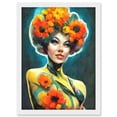 thumbnail image 1 of Afro Flower Power Watercolour Beautiful Woman Vibrant Floral Artwork Framed Wall Art Print A4, 1 of 4