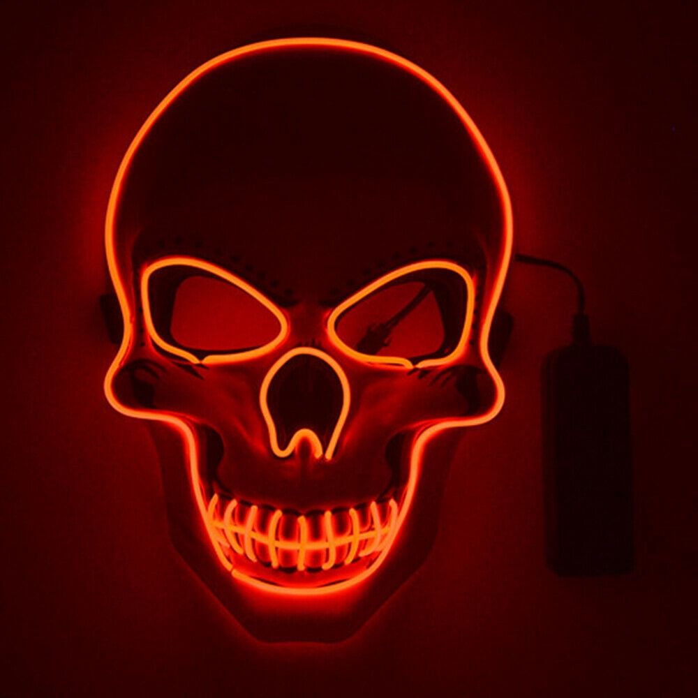 Tagital LED Scary Skull Halloween Mask Costume Cosplay EL Wire Light Up ...