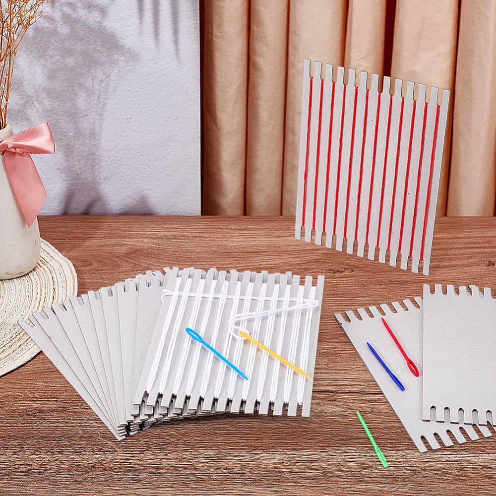 Cardboard Weaving Looms Rectangle Weaving Boards for Beginners Knitting Crochet Tapestry Handmade Arts Crafts Gainsboro 20x15x0.2cm