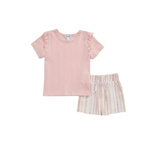 Splendid Kids Multi Stripe Short Set for Baby Girls and Toddlers, Cameo Multi, 6 Years
