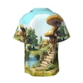 thumbnail image 6 of Lsque Cartoon Mushroom House print Men's Cuban Collar Short Sleeve Shirt Summer Beachwear Casual Button Down Fashionable Vacation Leisure Shirt-Small, 6 of 7