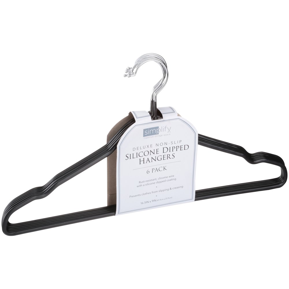 Simplify 6 Pack Flat Wire NonSlip Hanger in Black