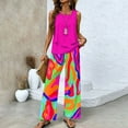 thumbnail image 2 of BLOCLOALO 2 Piece Lounge Set Sleeveless Tops Summer Outfits Sleeveless Sets Square Neck Tops Wide Leg Crop Pants Vacation Outfits Tunic Tops Comfy Lounge Sets Basic Lounge Set Hot Pink Xl, 2 of 4