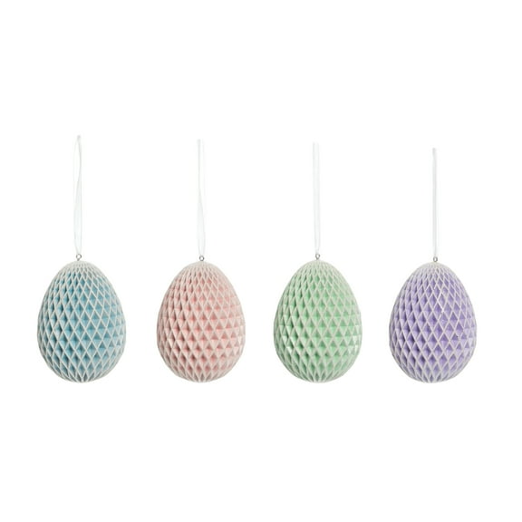 Large Honeycomb Egg Easter Spring Decorative Hanging Tree Ornament Assortment of 4