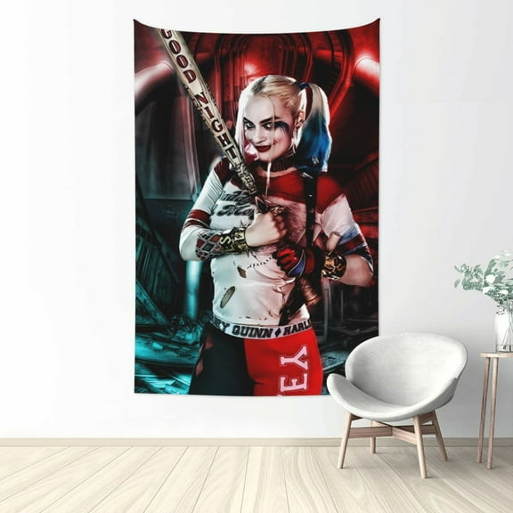 Harley Quinn Tapestry Wall Hanging Home Decoration Wall Blanket Dormitory Living Room Bedroom Backdrop Poster( 60x40inch)