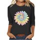 thumbnail image 1 of Camisetas Casuales de las Mujeres de Moda Impresa 3/4 Mangas Blusa Cuello Redondo para el Hogar Y Diario, 1 of 4