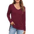 thumbnail image 3 of Uvplove V Neck Sweaters for Women Lightweight Knit Pullover Sweater,US Size S-2XL In Wine Red, 3 of 12