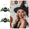 thumbnail image 5 of BNNG Halloween Theme Earrings Lightweight Cartoon Pumpkin Drop Dangle Earrings Trick Or Witch Cat Bats Earrings For Women Halloween Party Jewelry Wacky Bat Earrings, 5 of 8