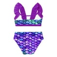 thumbnail image 4 of RUNQHUI Little Gilrs Two Pieces Fish Scales Tankini Swimsuits Ruffle Top Bottoms Bathing Suit Purple 10, 4 of 6