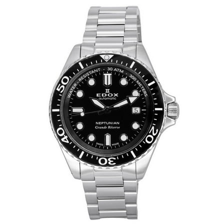 Edox Neptunian Grande Reserve Date Black Dial Automatic Diver's 80801 3NM NIN 300M Men's Watch