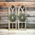 thumbnail image 3 of 37" X 12" Farmhouse Wooden Wall Window Arches -Rustic Cathedral Wood Window- Dandelion, 3 of 12