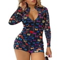 thumbnail image 2 of Seyurigaoka Women Stylish Butterfly Print Romper Long Sleeve Zipper Jumpsuit Fashion Loungewear for Ladies, 2 of 7