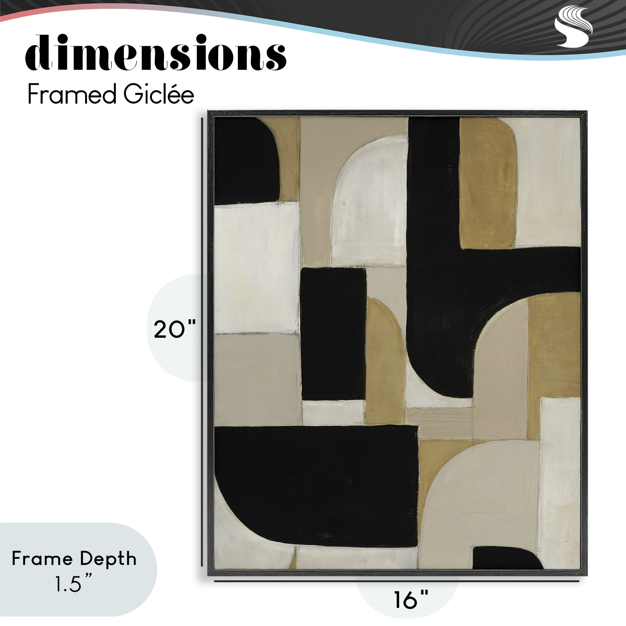 Stupell Industries Black & Neutral Shapes Black Framed Giclee Art, design by Kippi Leonard