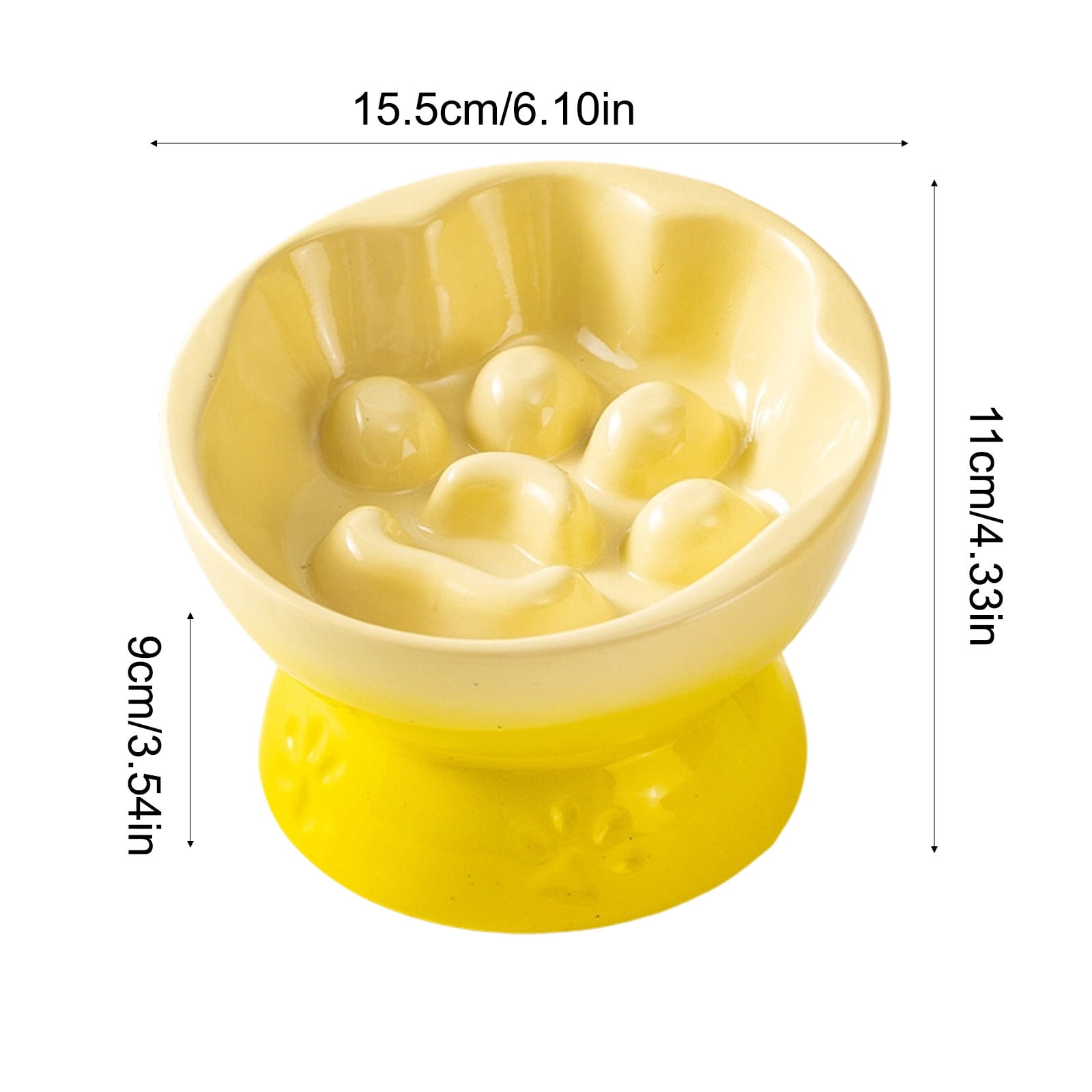 Tuvgenk Slow Feeder Dog Bowl Cat Bowl Raised Neck Structure Stable Base Slant Shape Reduce Gulping Comfort Layout for Daily Household Use