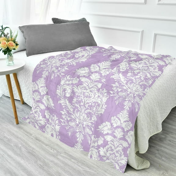 YAZAOO Travel Blanket Camping Blankets Fashion Elegance in Lavender Patten