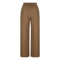 thumbnail image 5 of LLYwey Beach Pants For Women Women's Fashion High Waist Wide Leg Pants Solid Color Casual Suit Pants Female Hiking Pants Lightweight Long Pant Style H2607 Khaki XXL, 5 of 6