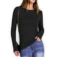 thumbnail image 4 of Fantaslook Fitted Long Sleeve Shirts for Women Stretch Casual Basic Tops Crewneck Ribbed Tees Shirts, 4 of 9