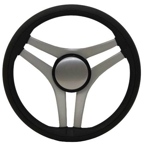 UFlex Boat Steering Wheel 3MLN3511GD | 13 3/4 Inch Black Silver