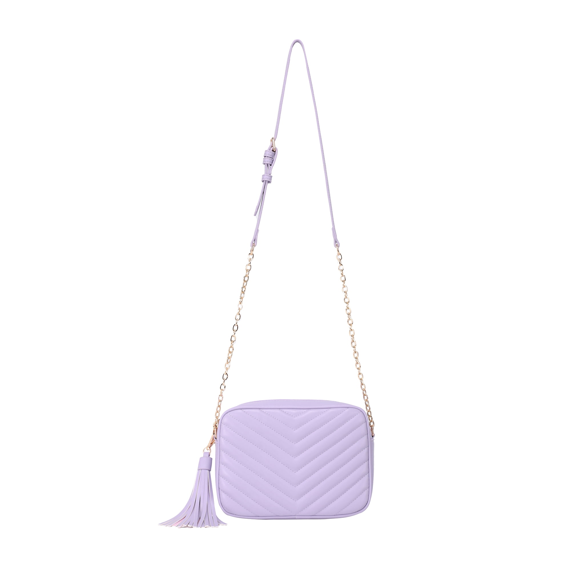 Daisy Rose Quilted Cross body bag with tassle - PU Vegan Leather - Lilac