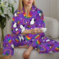 thumbnail image 6 of Pofeuu Rainbow Lgbt Penguin Print Womens Pajamas Set Long Sleeve Sleepwear Button Down Nightwear Soft Pj Lounge Sets Button Down Pajamas Women-X-Large, 6 of 7