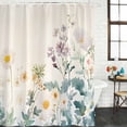 thumbnail image 3 of Watercolor Spring Floral Waterproof Fabric Shower Curtain,Farmhouse Daisy Green Botanical Waterproof Fabric Shower Curtain for Bathroom Bathtubs Shower Curtains with 12 Hooks Extra Long 72x96, 3 of 8