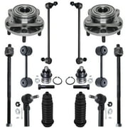 Detroit Axle - 14PC Front Wheel Bearing & Hub w/Ball Joints, Sway Bars, Inner Outer Tie Rods and Rack Boots Replacement for 1996-2000 Plymouth (Grand) Voyager/Town&Country/Dodge (Grand) Caravan