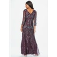 thumbnail image 2 of Roaman's Women's Plus Size Beaded V-Neck 3/4 Sleeve Sleeve Maxi Gown, 2 of 6