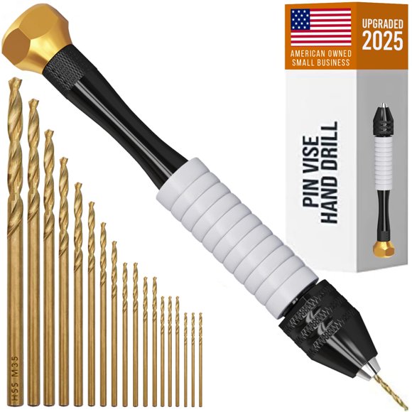 Taladro manual Pin Vise Craft911 manual con 18 brocas de 0,8 a 2,5 mm