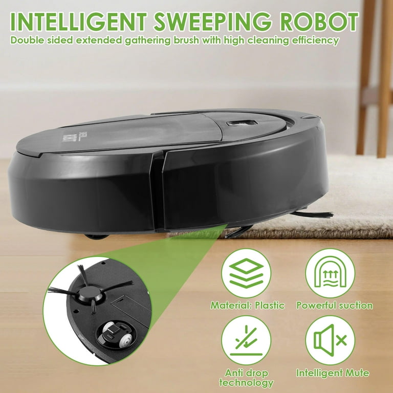 Pluokvzr Robot Vacuum Cleaner Strong Suction Vacuum Sweeping Robot Quiet Operation Smart Vacuum Cleaner for Daily Cleaning Pet Hair, Black Pluokvzr Robot Vacuum Cleaner Strong Suction Vacuum Sweeping Robot Quiet Operation Smart Vacuum Cleaner for Daily Cleaning Pet Hair, Black