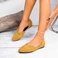 thumbnail image 2 of Women's Retro Suede Pointed Toe Ballets Flats Comfortable V Cut Loafers Lightweight Slip On Walking Dress Shoes Yellow Size 7, 2 of 7