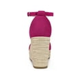 thumbnail image 2 of BLISSFUL STEP Women's Espadrille Platform Ankle Strap Wedge Heels Sandals Hot Pink (Size 7), 2 of 7