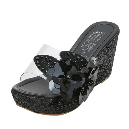 

Luiyenes Summer Shoes Rhinestone Sandals sequins Beach Fashion Roman Wedges Casual Womens Women s sandals