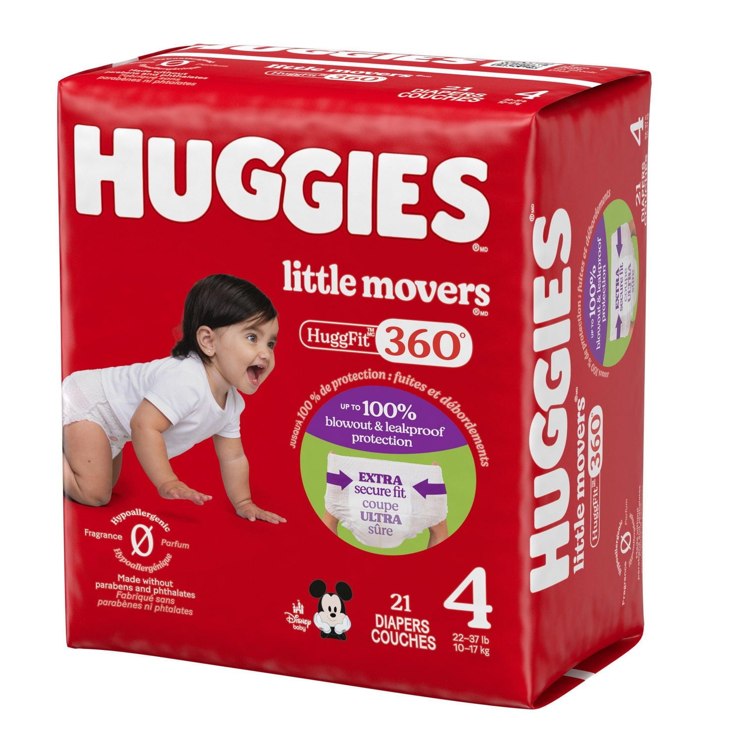 Huggies Little Movers HuggFit 360° Baby Diapers with 360° Waistband, Size 2 (16-28 lbs), 26 Count