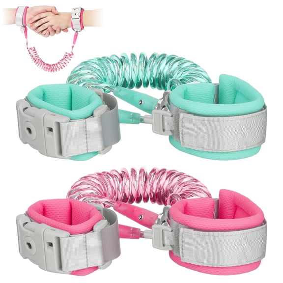 DISEN Anti Lost Wrist Link, 2 Pack Toddler Safety Leash with Key Lock 8.2ft Green   4.92ft Pink Kids Leash for Supermarket Mall Airport Amusement Park Zoo Travel