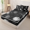 thumbnail image 2 of Homewish Kids Basketball Zipper Full Size Comforter Sets with Fitted Sheet and 2 Pillowcases For Boys,Sports Theme Zipper Bedding Set,Black Gray,Black Reversible,4 Pieces, 2 of 7