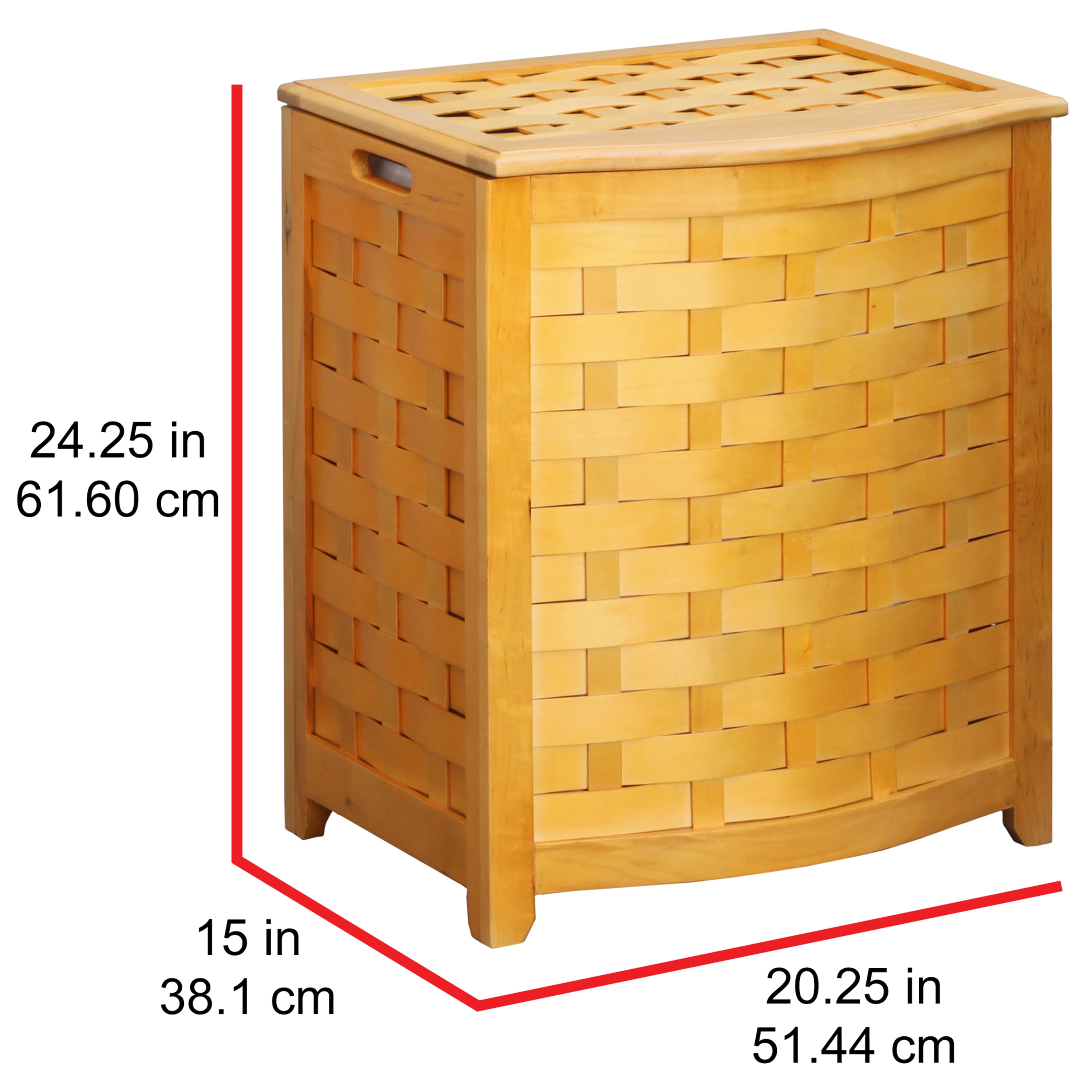 Oceanstar Bowed-Front Wooden Laundry Hamper, 20.25 L x 15 W x 24.25 H inches, Brown Color, Age Group Adult