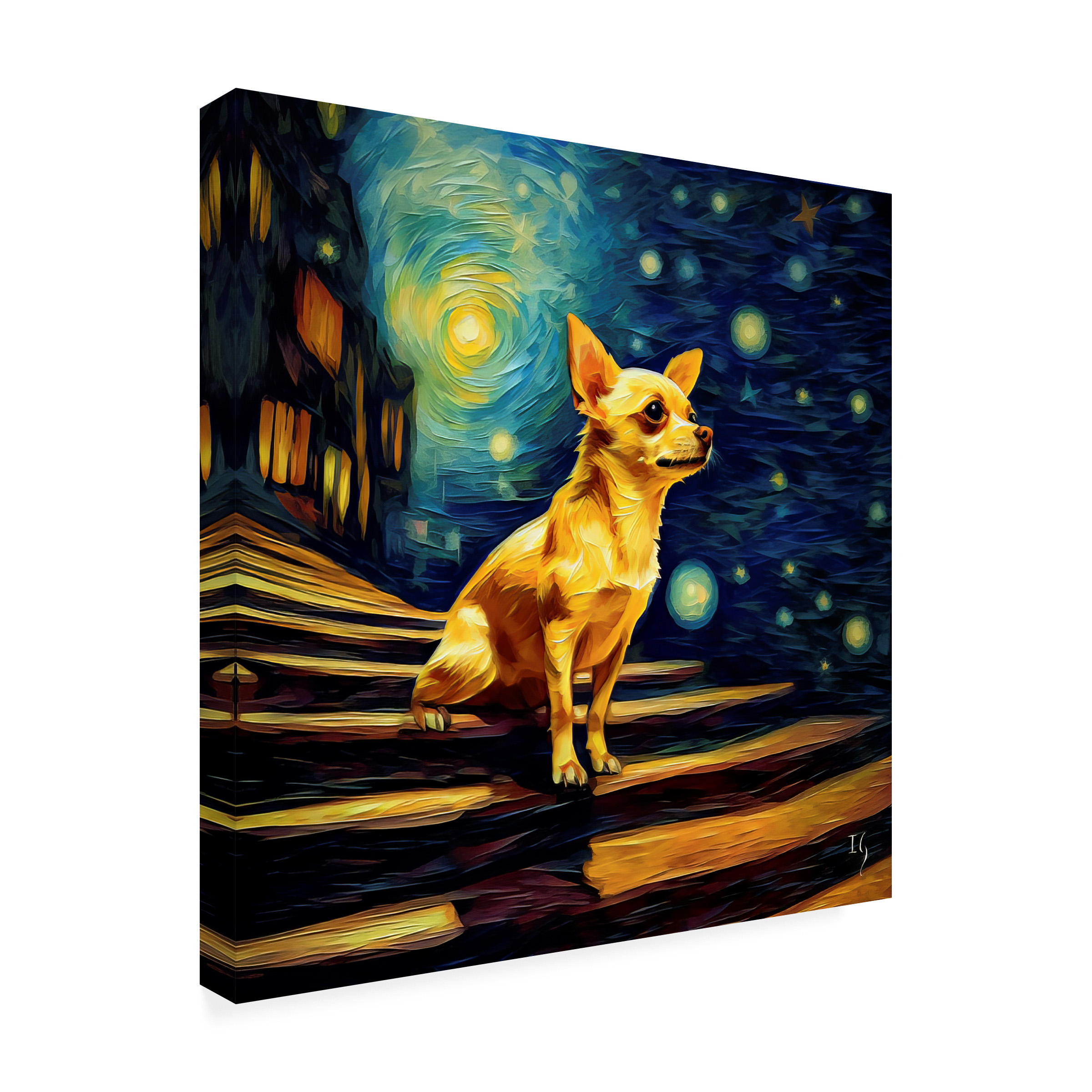 Canvas Wall Art - Ivan Guaderrama 'A Chihuahua's Heavenward Gaze' Wall Art for Living Room, Bedroom, or Office Décor by Trademark Fine Art - 24 x 24 Inches - 24x24