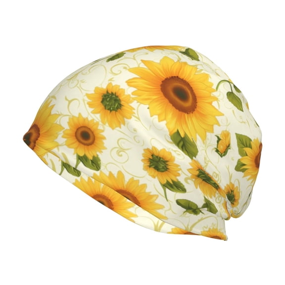 Logiee European-style Pattern Sunflower Print Unisex Knit Beanie for Men Women Winter Hat,Beanies Skull Caps
